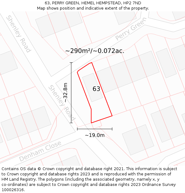 63, PERRY GREEN, HEMEL HEMPSTEAD, HP2 7ND: Plot and title map