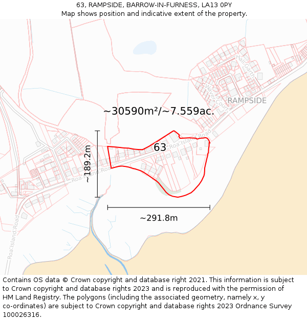 63, RAMPSIDE, BARROW-IN-FURNESS, LA13 0PY: Plot and title map