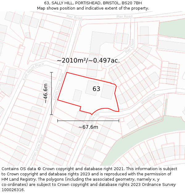 63, SALLY HILL, PORTISHEAD, BRISTOL, BS20 7BH: Plot and title map