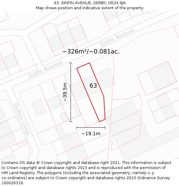 63, SINFIN AVENUE, DERBY, DE24 9JA: Plot and title map