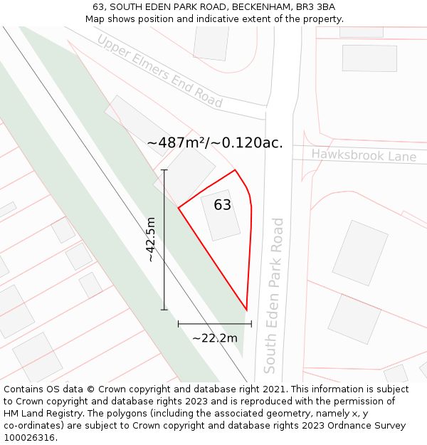 63, SOUTH EDEN PARK ROAD, BECKENHAM, BR3 3BA: Plot and title map