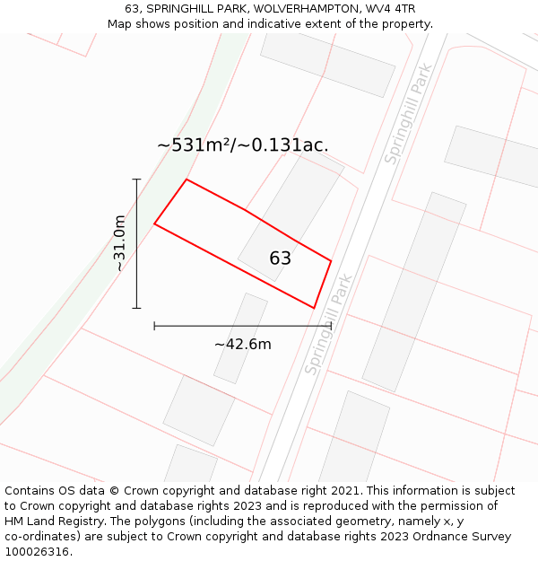 63, SPRINGHILL PARK, WOLVERHAMPTON, WV4 4TR: Plot and title map