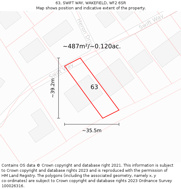 63, SWIFT WAY, WAKEFIELD, WF2 6SR: Plot and title map