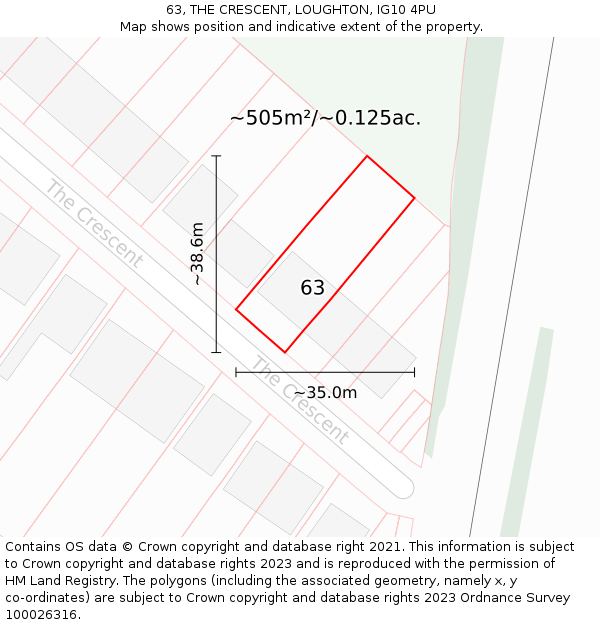 63, THE CRESCENT, LOUGHTON, IG10 4PU: Plot and title map