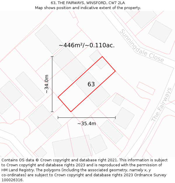63, THE FAIRWAYS, WINSFORD, CW7 2LA: Plot and title map