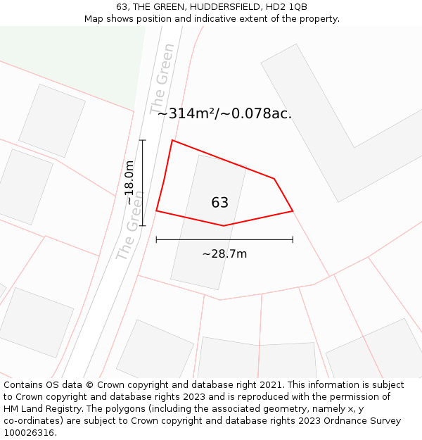 63, THE GREEN, HUDDERSFIELD, HD2 1QB: Plot and title map