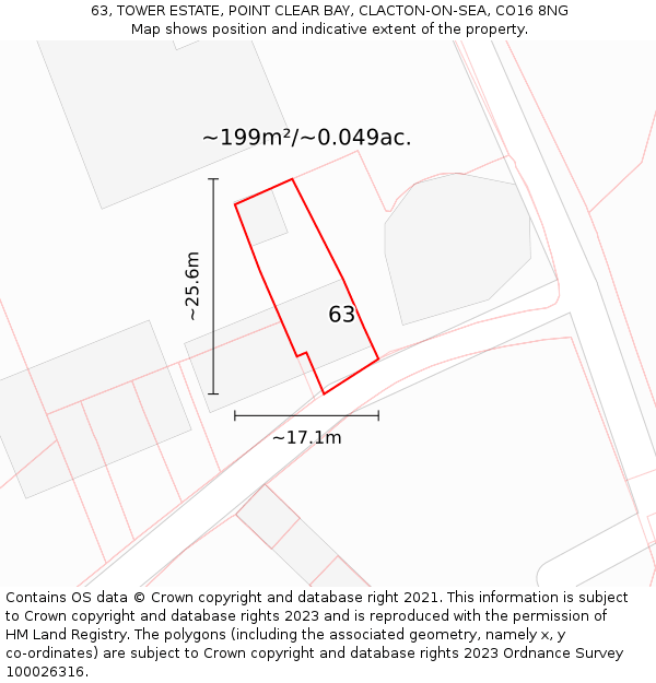 63, TOWER ESTATE, POINT CLEAR BAY, CLACTON-ON-SEA, CO16 8NG: Plot and title map