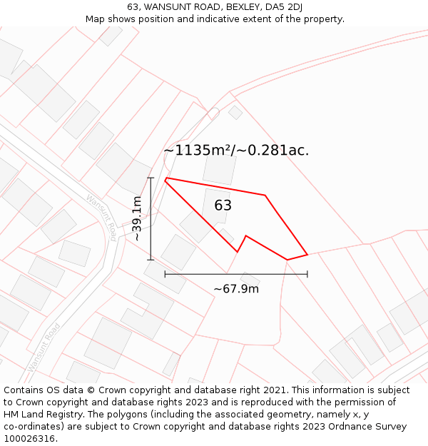 63, WANSUNT ROAD, BEXLEY, DA5 2DJ: Plot and title map