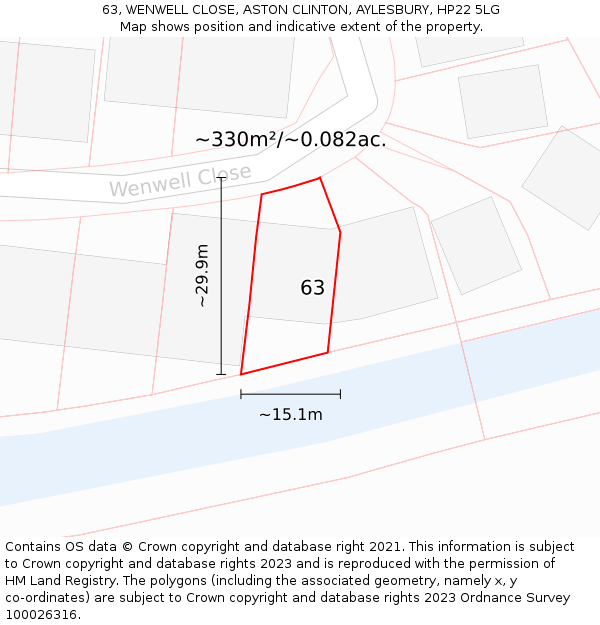 63, WENWELL CLOSE, ASTON CLINTON, AYLESBURY, HP22 5LG: Plot and title map