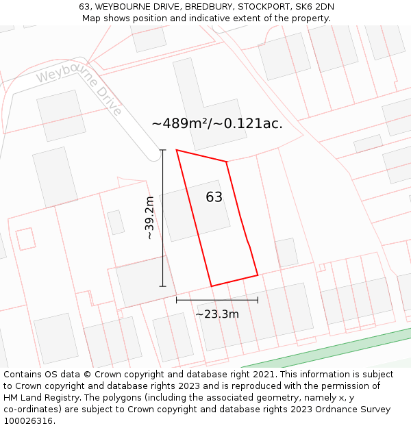 63, WEYBOURNE DRIVE, BREDBURY, STOCKPORT, SK6 2DN: Plot and title map