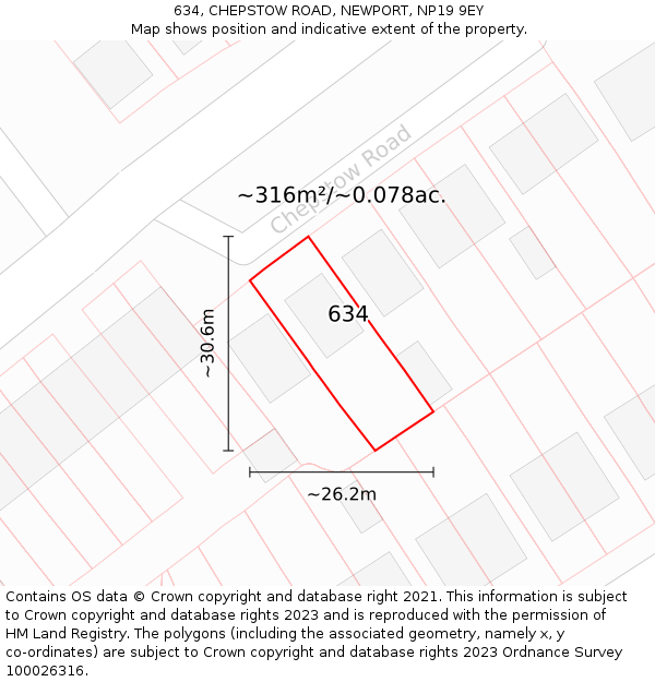 634, CHEPSTOW ROAD, NEWPORT, NP19 9EY: Plot and title map