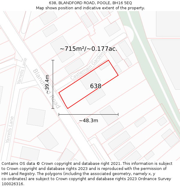 638, BLANDFORD ROAD, POOLE, BH16 5EQ: Plot and title map