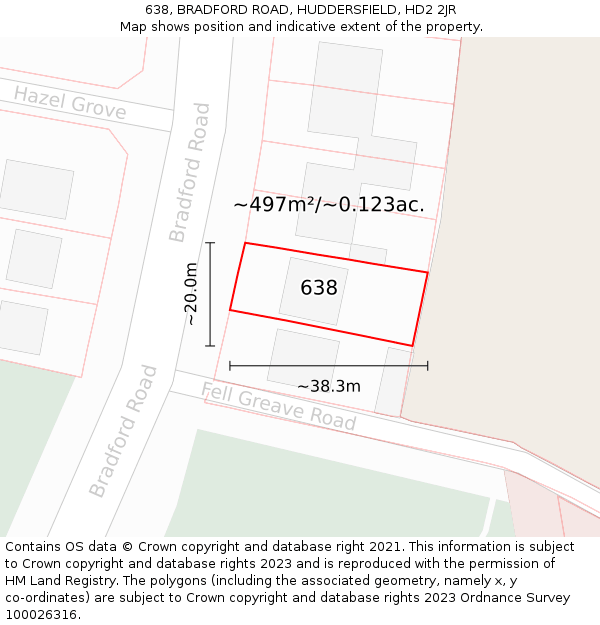 638, BRADFORD ROAD, HUDDERSFIELD, HD2 2JR: Plot and title map