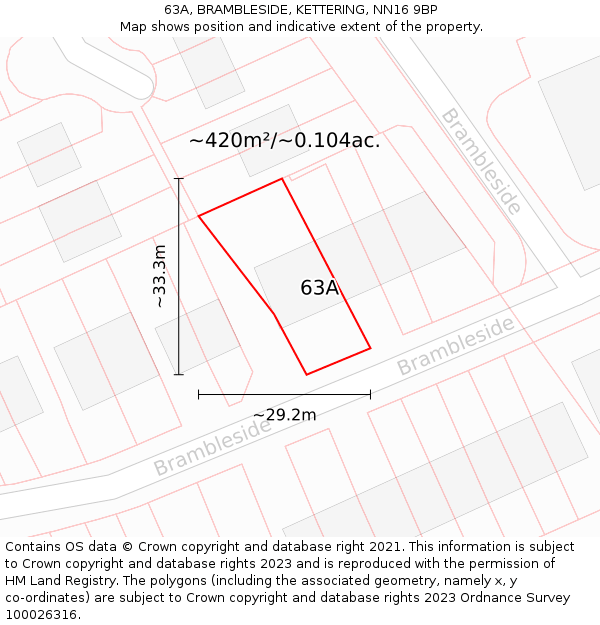 63A, BRAMBLESIDE, KETTERING, NN16 9BP: Plot and title map