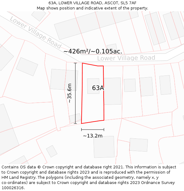 63A, LOWER VILLAGE ROAD, ASCOT, SL5 7AF: Plot and title map