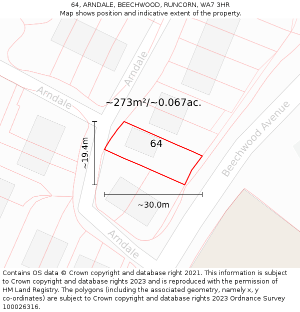 64, ARNDALE, BEECHWOOD, RUNCORN, WA7 3HR: Plot and title map