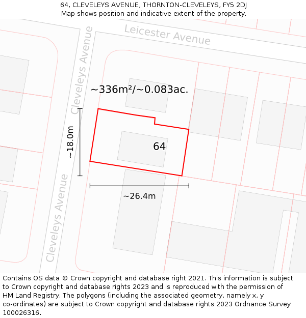 64, CLEVELEYS AVENUE, THORNTON-CLEVELEYS, FY5 2DJ: Plot and title map