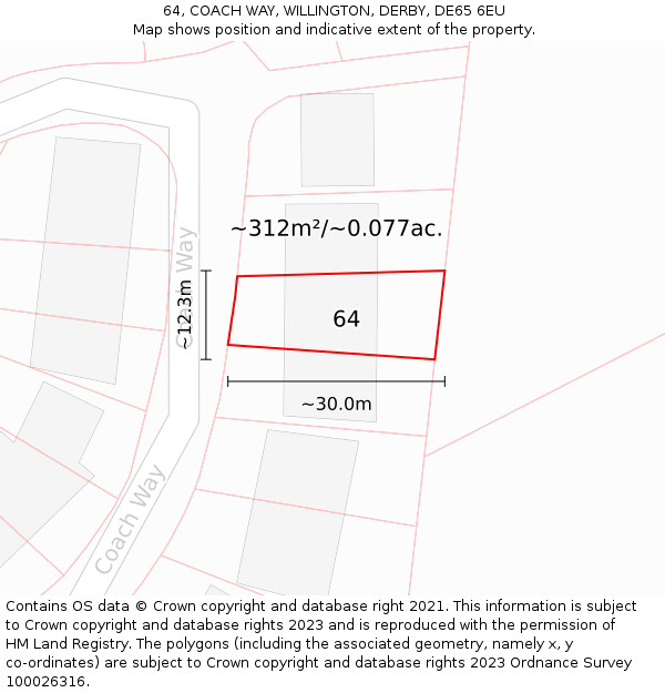 64, COACH WAY, WILLINGTON, DERBY, DE65 6EU: Plot and title map