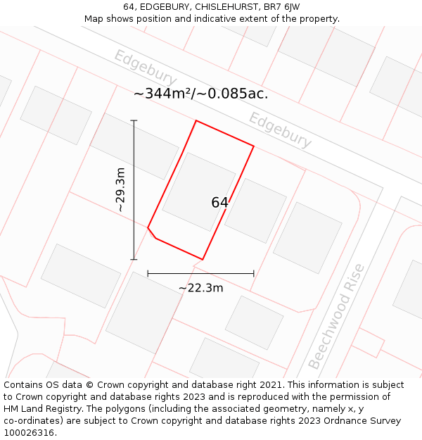 64, EDGEBURY, CHISLEHURST, BR7 6JW: Plot and title map