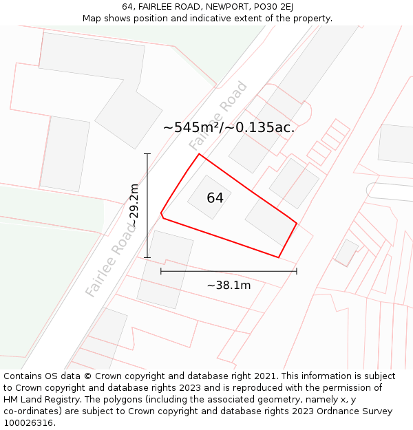 64, FAIRLEE ROAD, NEWPORT, PO30 2EJ: Plot and title map