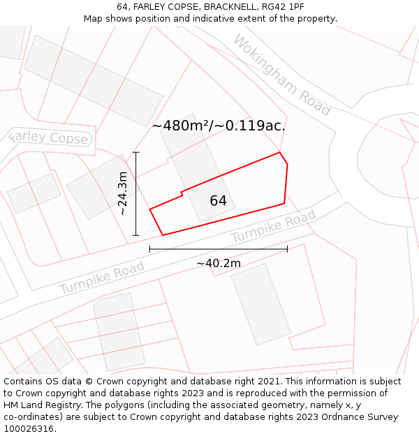 64, FARLEY COPSE, BRACKNELL, RG42 1PF: Plot and title map