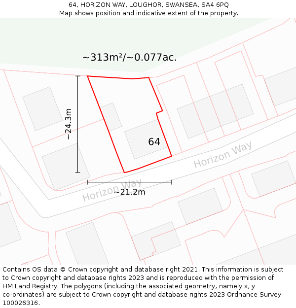 64, HORIZON WAY, LOUGHOR, SWANSEA, SA4 6PQ: Plot and title map