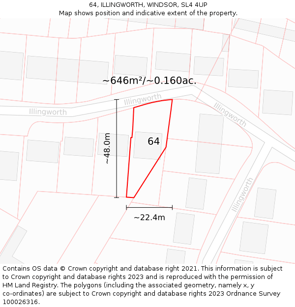 64, ILLINGWORTH, WINDSOR, SL4 4UP: Plot and title map