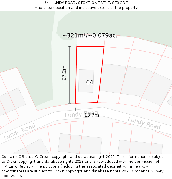 64, LUNDY ROAD, STOKE-ON-TRENT, ST3 2DZ: Plot and title map