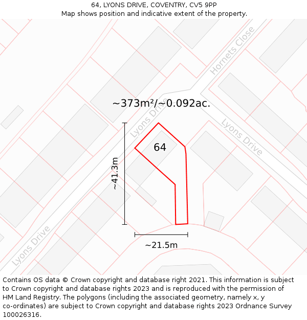 64, LYONS DRIVE, COVENTRY, CV5 9PP: Plot and title map