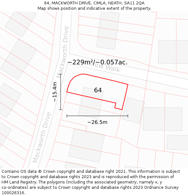 64, MACKWORTH DRIVE, CIMLA, NEATH, SA11 2QA: Plot and title map