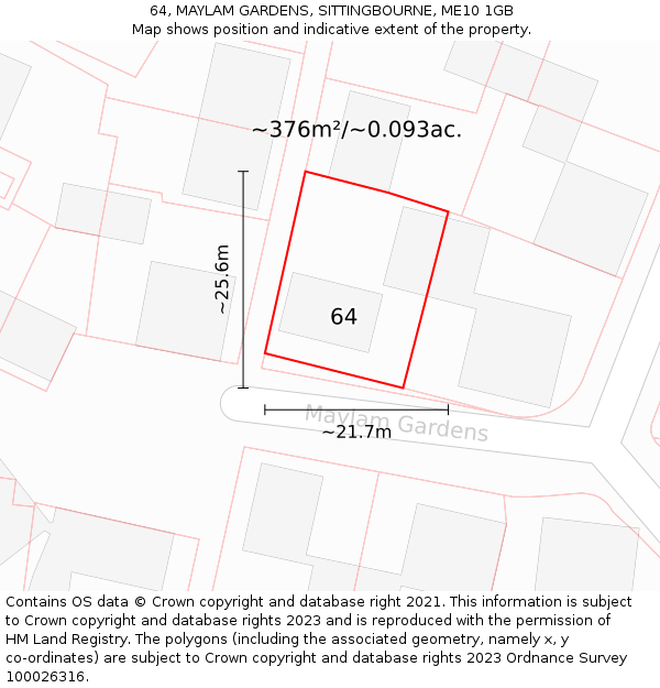 64, MAYLAM GARDENS, SITTINGBOURNE, ME10 1GB: Plot and title map