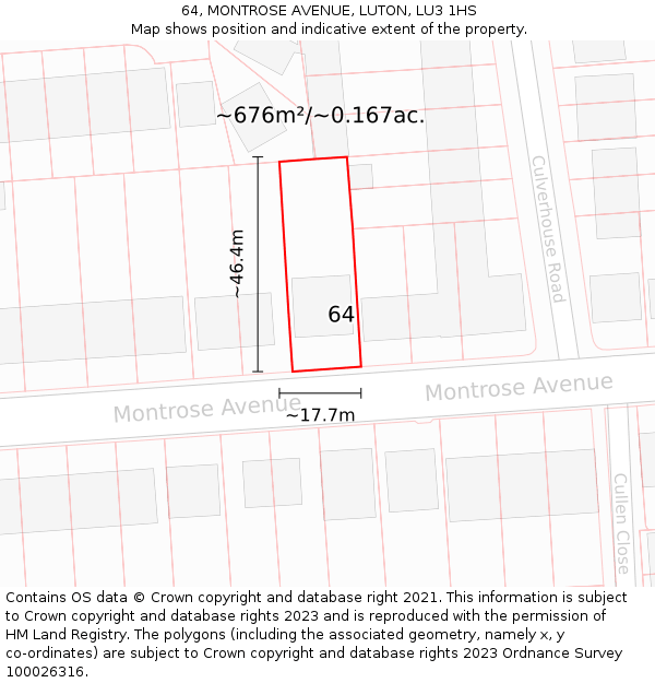 64, MONTROSE AVENUE, LUTON, LU3 1HS: Plot and title map