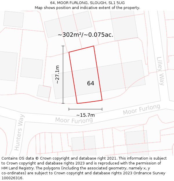 64, MOOR FURLONG, SLOUGH, SL1 5UG: Plot and title map