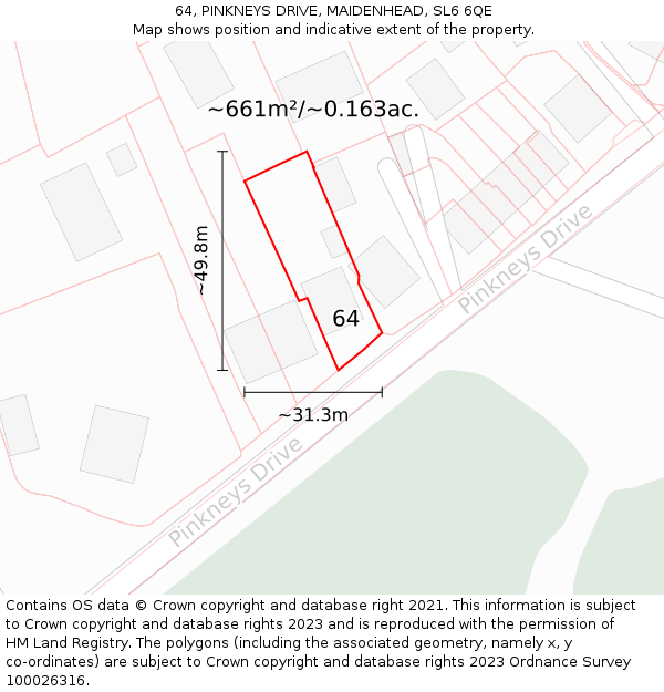 64, PINKNEYS DRIVE, MAIDENHEAD, SL6 6QE: Plot and title map