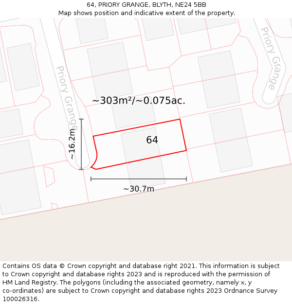 64, PRIORY GRANGE, BLYTH, NE24 5BB: Plot and title map