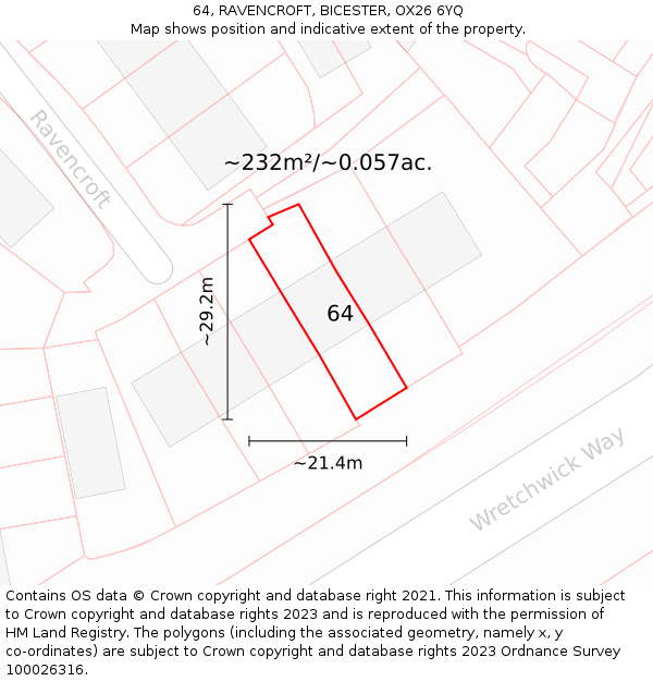 64, RAVENCROFT, BICESTER, OX26 6YQ: Plot and title map