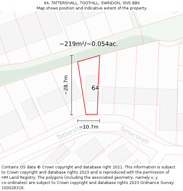 64, TATTERSHALL, TOOTHILL, SWINDON, SN5 8BX: Plot and title map