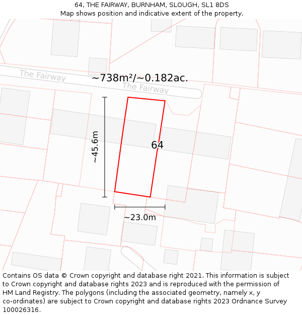 64, THE FAIRWAY, BURNHAM, SLOUGH, SL1 8DS: Plot and title map