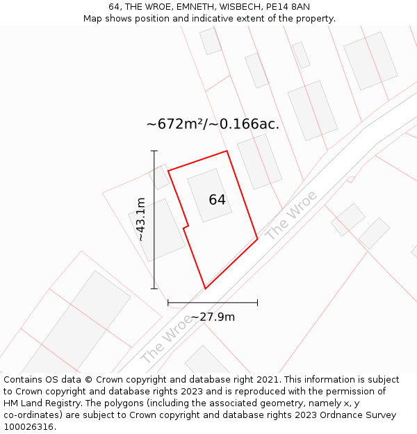 64, THE WROE, EMNETH, WISBECH, PE14 8AN: Plot and title map