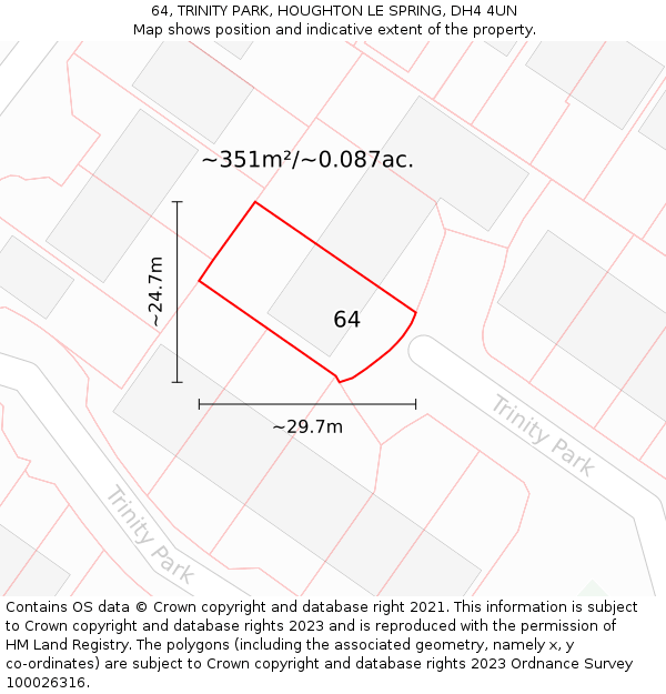 64, TRINITY PARK, HOUGHTON LE SPRING, DH4 4UN: Plot and title map