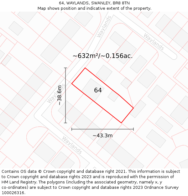 64, WAYLANDS, SWANLEY, BR8 8TN: Plot and title map