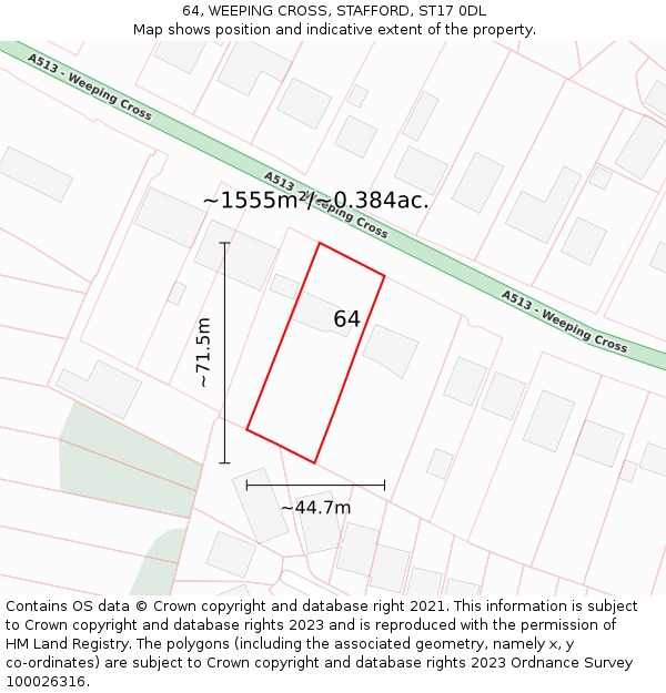 64, WEEPING CROSS, STAFFORD, ST17 0DL: Plot and title map