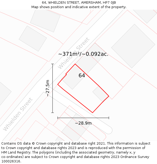 64, WHIELDEN STREET, AMERSHAM, HP7 0JB: Plot and title map