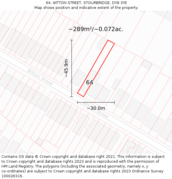 64, WITTON STREET, STOURBRIDGE, DY8 3YE: Plot and title map