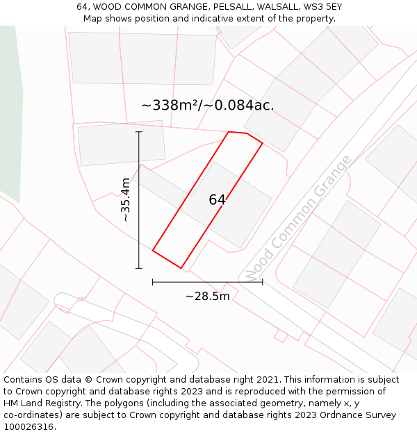 64, WOOD COMMON GRANGE, PELSALL, WALSALL, WS3 5EY: Plot and title map