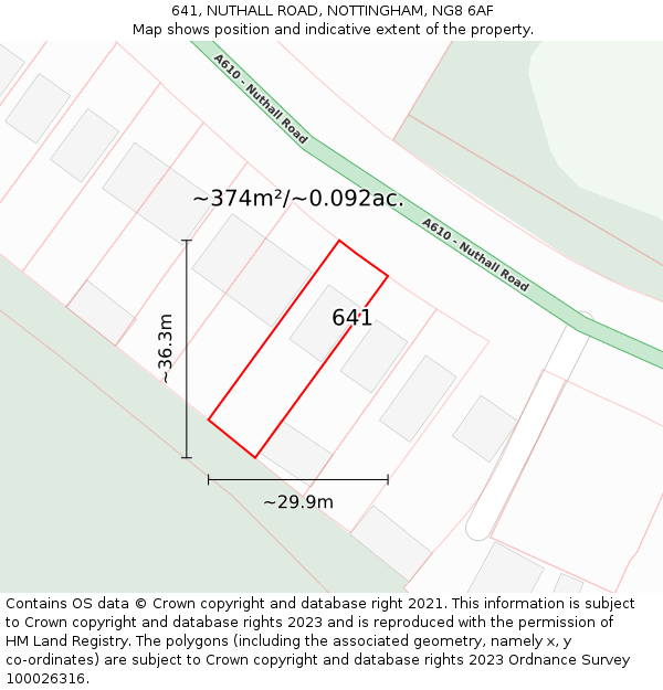 641, NUTHALL ROAD, NOTTINGHAM, NG8 6AF: Plot and title map