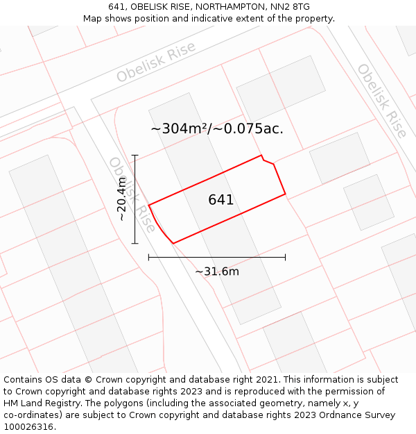 641, OBELISK RISE, NORTHAMPTON, NN2 8TG: Plot and title map