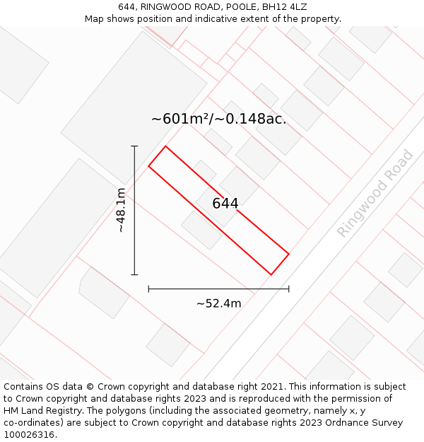 644, RINGWOOD ROAD, POOLE, BH12 4LZ: Plot and title map