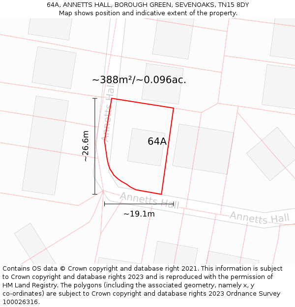 64A, ANNETTS HALL, BOROUGH GREEN, SEVENOAKS, TN15 8DY: Plot and title map