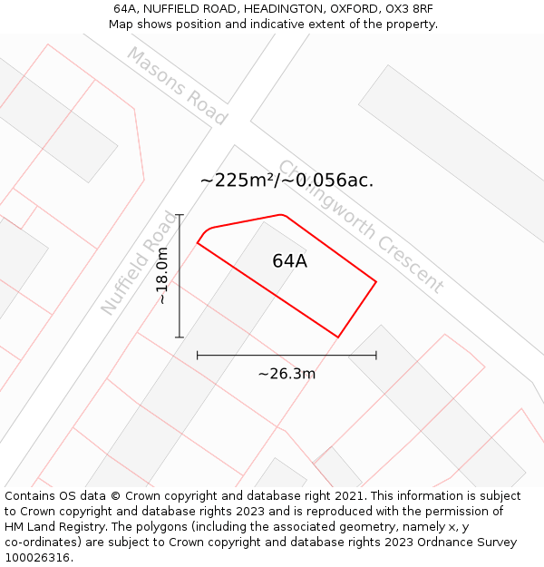 64A, NUFFIELD ROAD, HEADINGTON, OXFORD, OX3 8RF: Plot and title map